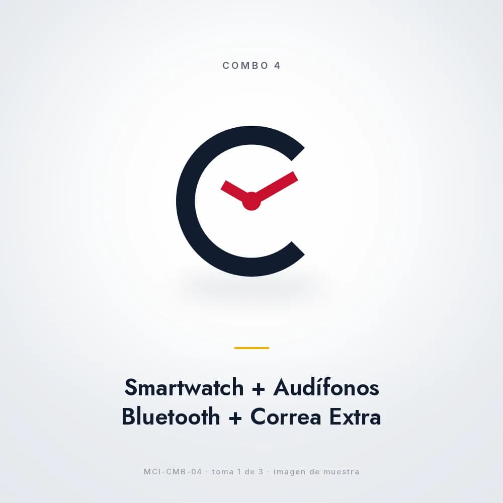 COMBO 4: Smartwatch + Audífonos Bluetooth + Correa Extra