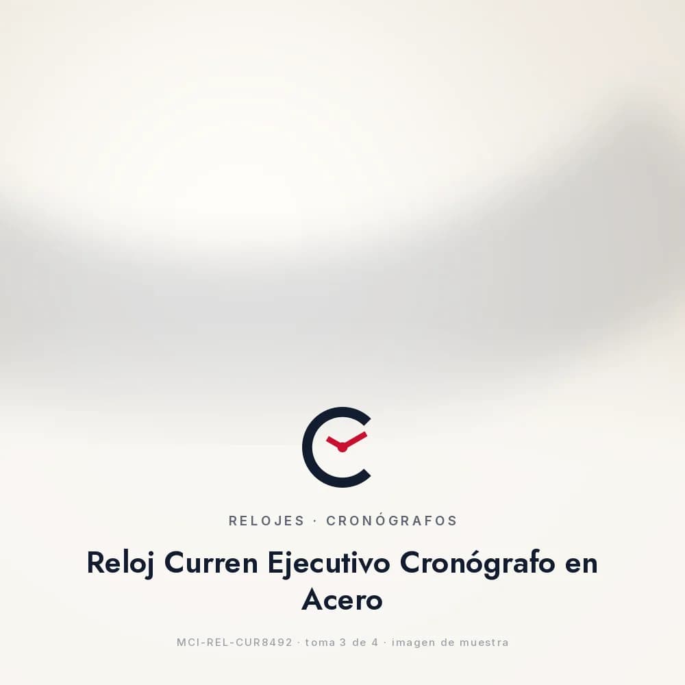 Reloj Curren Ejecutivo Cronógrafo en Acero, detalle macro de las subesferas y el logo de la esfera